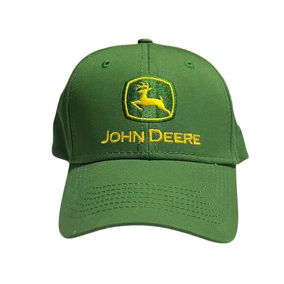 John Deere Adjustable Baseball Cap Logo Strap Back Embroidery Green - Picture 1 of 9